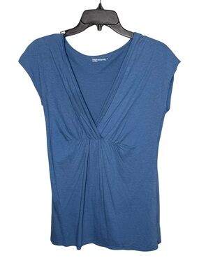 GAP Maternity Blue V-Neck Surplice Short Sleeve Top Small